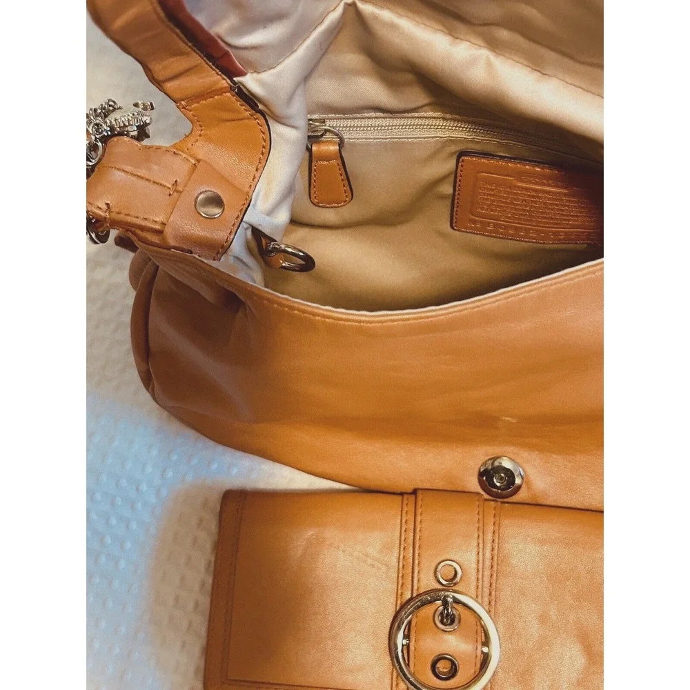 COACH - Genuine Leather - Hobo - Shoulder Bag #13652 - Tangerine - PLUS WALLET